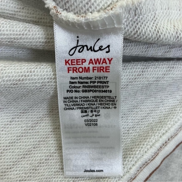 Joules Pip Print Casual 1/4 Zip Rainbow Striped Sweatshirt Bee Print Pastel 2 - Picture 11 of 16